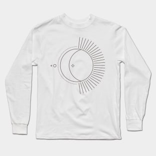 Line Art Moon Tattoo Style Long Sleeve T-Shirt